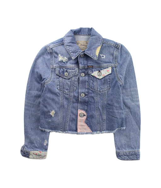 A Blue Lightweight Jackets from Polo Ralph Lauren in size 8Y for girl. (Front View)