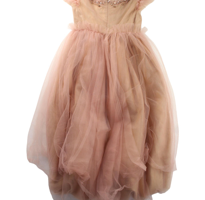 A Peach Short Sleeve Dresses from Bonpoint in size 12Y for girl. (Back View)