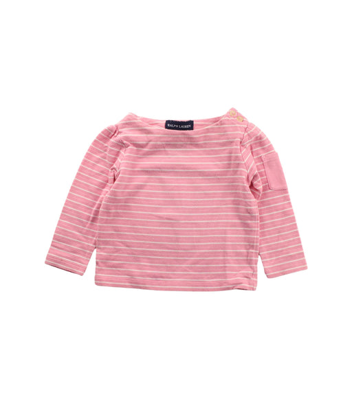 A Pink Long Sleeve T Shirts from Ralph Lauren in size 6-12M for girl. (Front View)