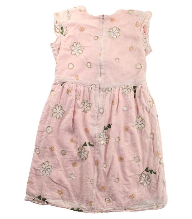 A Pink Short Sleeve Dresses from Charabia in size 4T for girl. (Back View)