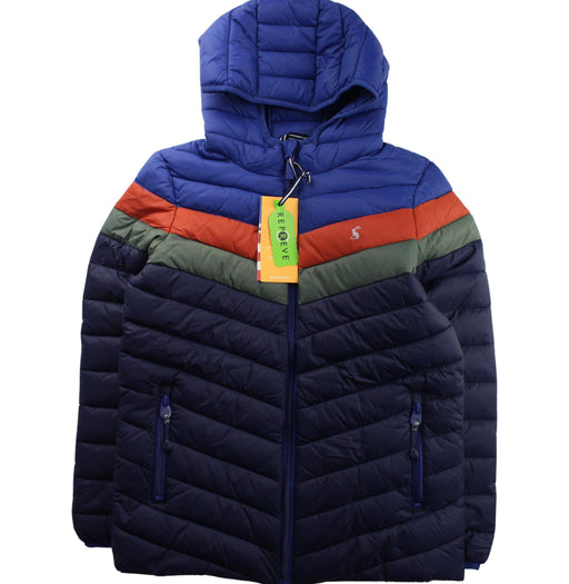 A Blue Puffer/Quilted Jackets from Joules in size 12Y for boy. (Front View)