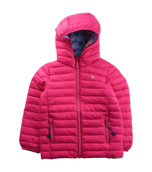 A Pink Puffer/Quilted Jackets from Joules in size 4T for neutral. (Front View)