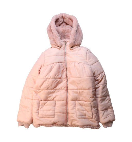 A Pink Puffer/Quilted Jackets from Tartine et Chocolat in size 12Y for girl. (Front View)
