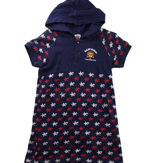 A Blue Sweater Dresses from BAPE KIDS in size 5T for girl. (Front View)