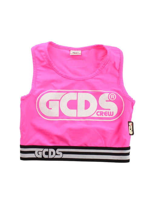 A Pink Sleeveless T Shirts from GCDS in size 10Y for girl. (Front View)