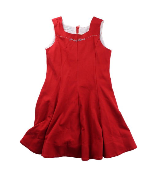 A Red Sleeveless Dresses from I Pinco Pallino in size 6T for girl. (Front View)