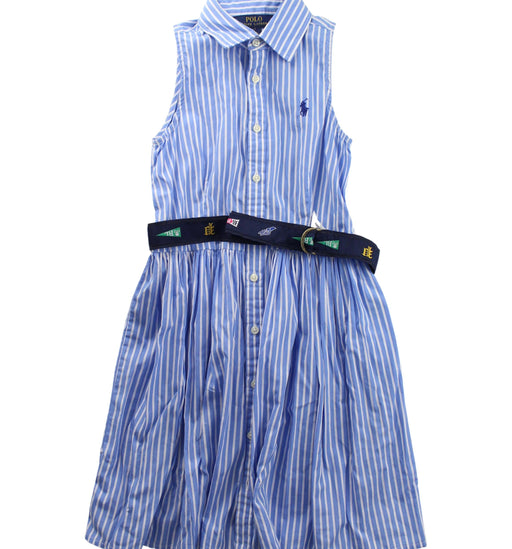 A Blue Sleeveless Dresses from Polo Ralph Lauren in size 7Y for girl. (Front View)