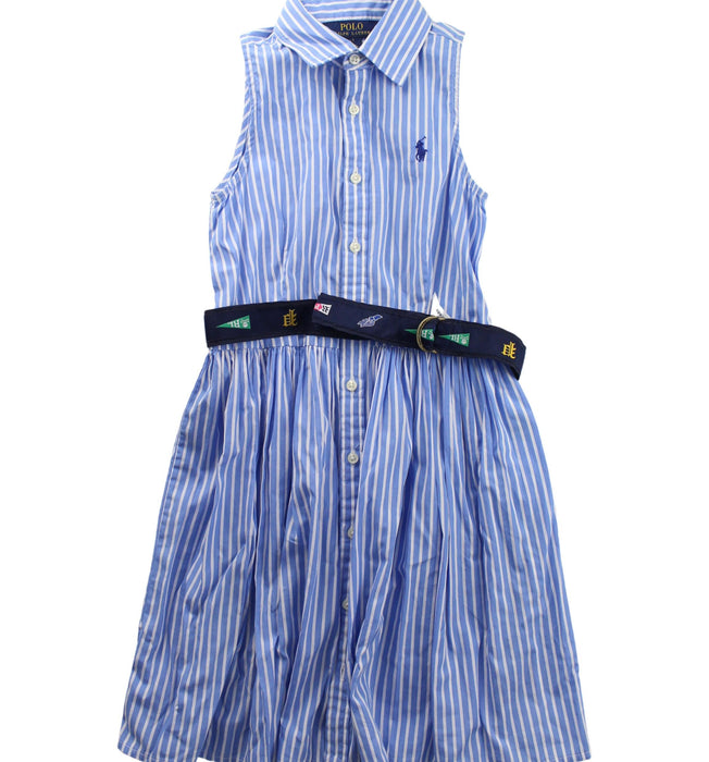 A Blue Sleeveless Dresses from Polo Ralph Lauren in size 7Y for girl. (Front View)