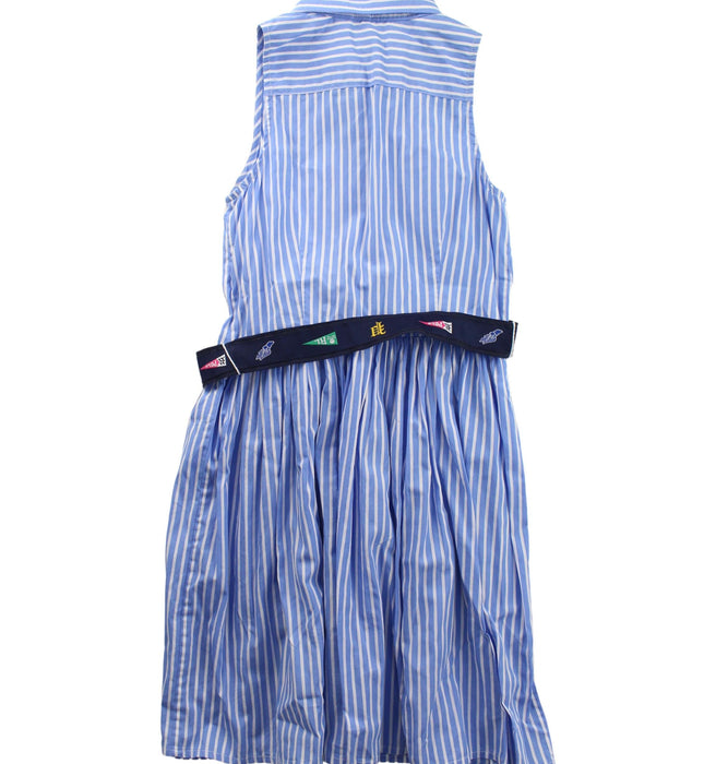 A Blue Sleeveless Dresses from Polo Ralph Lauren in size 7Y for girl. (Back View)