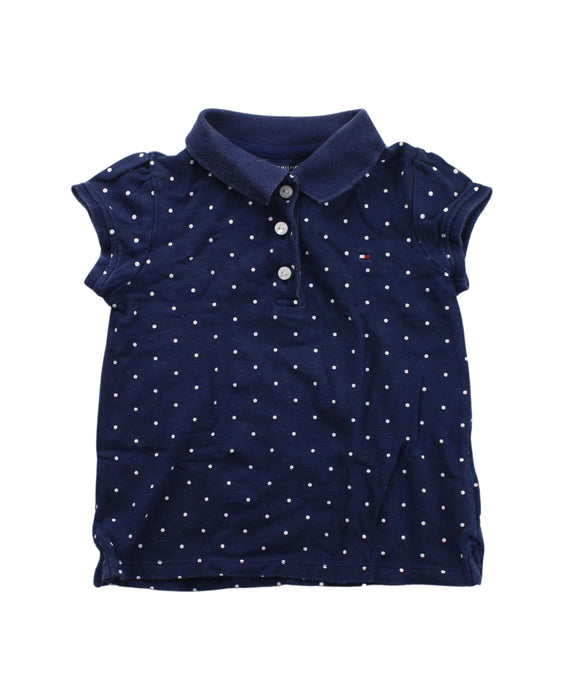 A Blue Short Sleeve Polos from Tommy Hilfiger in size 3T for girl. (Front View)