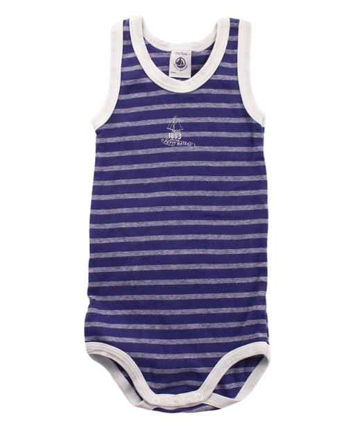 A Purple Sleeveless Bodysuits from Petit Bateau in size 6-12M for boy. (Front View)