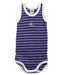 A Purple Sleeveless Bodysuits from Petit Bateau in size 6-12M for boy. (Front View)