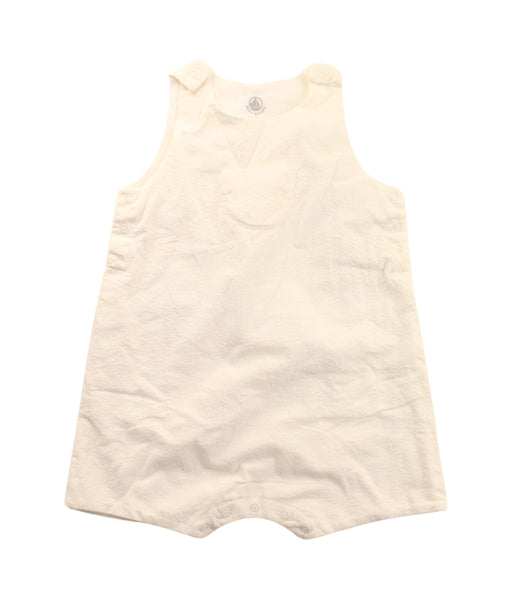 A White Sleeveless Rompers from Petit Bateau in size 6-12M for boy. (Front View)