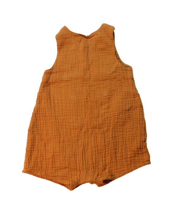 A Brown Overall Shorts from Seed in size 3-6M for girl. (Back View)