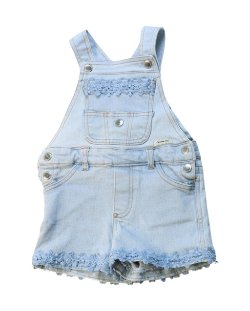 A Blue Overall Shorts from Calvin Klein in size 2T for girl. (Front View)