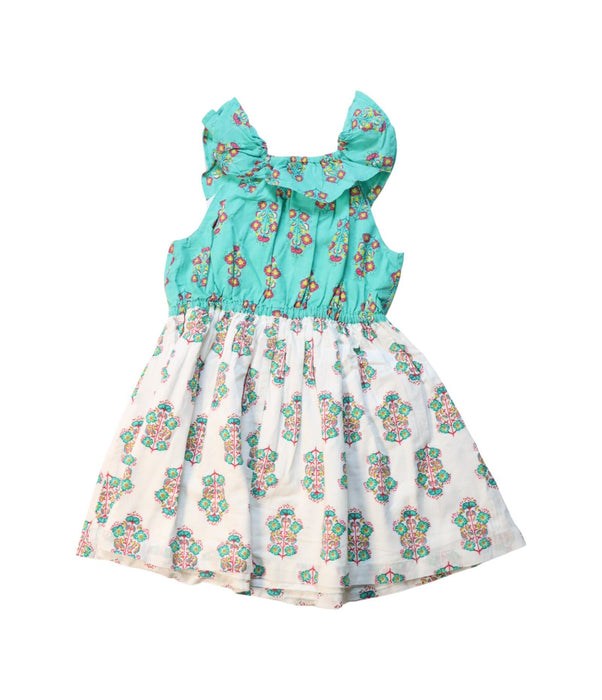 A Multicolour Sleeveless Dresses from DPAM in size 2T for girl. (Back View)
