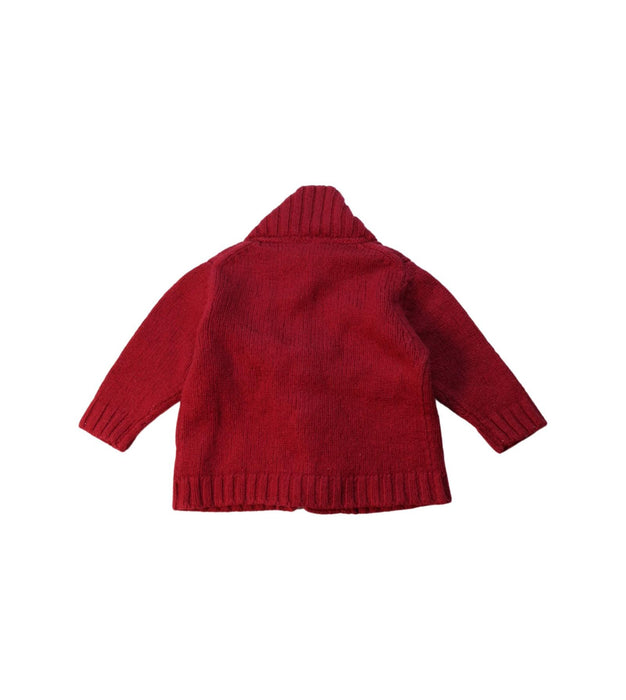 A Red Cardigans from Petit Bateau in size 6-12M for girl. (Back View)