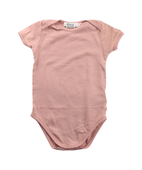 A Pink Short Sleeve Bodysuits from Bonpoint in size 12-18M for girl. (Front View)