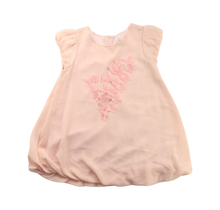 A Peach Short Sleeve Dresses from Kingkow in size 4T for girl. (Front View)