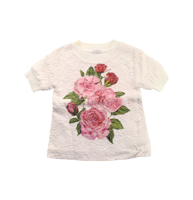A White Short Sleeve Tops from Dolce & Gabbana in size 3T for girl. (Front View)