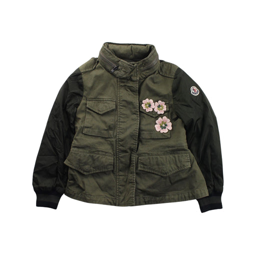 A Green Lightweight Jackets from Moncler in size 4T for girl. (Front View)