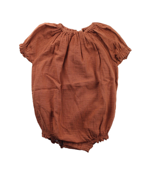 A Brown Short Sleeve Bodysuits from LiiLU in size 12-18M for girl. (Front View)