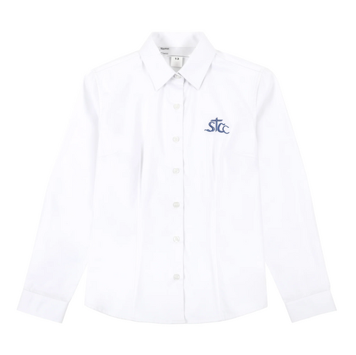 A White Long Sleeve Shirts from ECF Saint Too Canaan College in size 12Y for girl. (Front View)