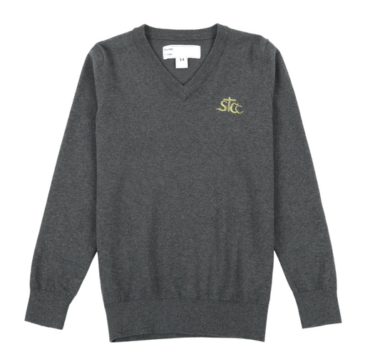 A Grey Knit Sweaters from ECF Saint Too Canaan College in size 10Y for neutral. (Front View)