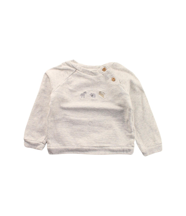 A White Buttoned Sweatshirts from The Little White Company in size 12-18M for boy. (Front View)