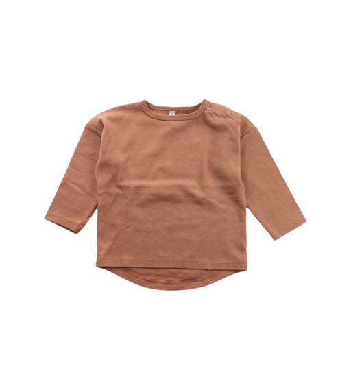 A Brown Long Sleeve T Shirts from Quincy Mae in size 12-18M for neutral. (Front View)