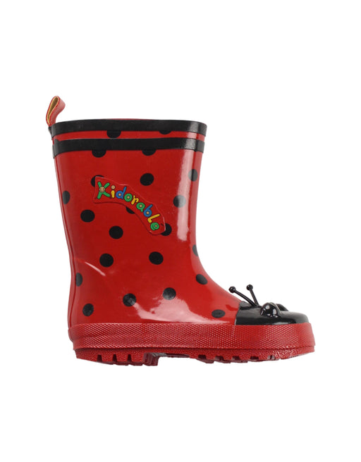 A Red Rain Boots from Kidorable in size 4T for girl. (Front View)