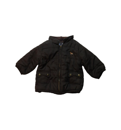 A Brown Puffer/Quilted Jackets from Jacadi in size 6-12M for neutral. (Front View)