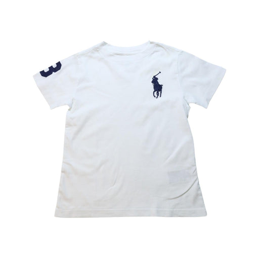 A White Short Sleeve T Shirts from Polo Ralph Lauren in size 4T for boy. (Front View)