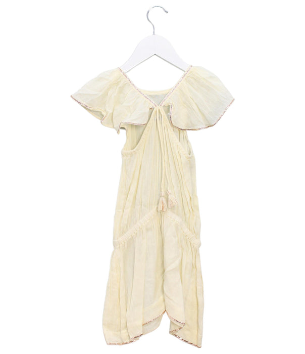 A Ivory Short Sleeve Jumpsuits from Velveteen in size 4T for girl. (Back View)