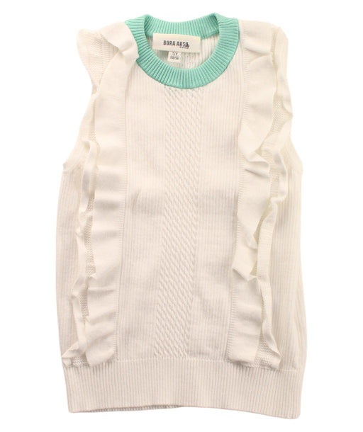 A White Sleeveless Tops from Bora Aksu in size 5T for girl. (Front View)