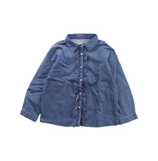 A Blue Long Sleeve Shirts from Bonpoint in size 4T for girl. (Front View)