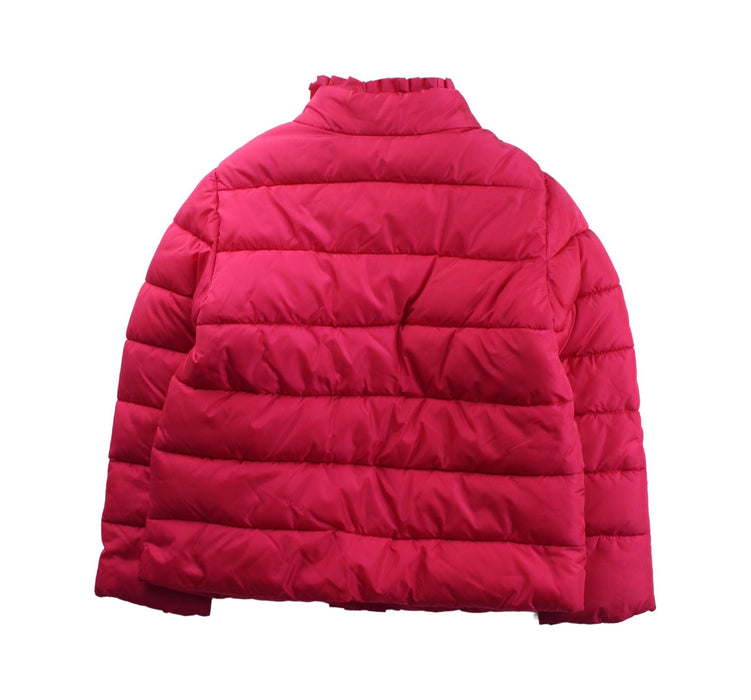 A Red Puffer/Quilted Jackets from Jacadi in size 6T for girl. (Back View)
