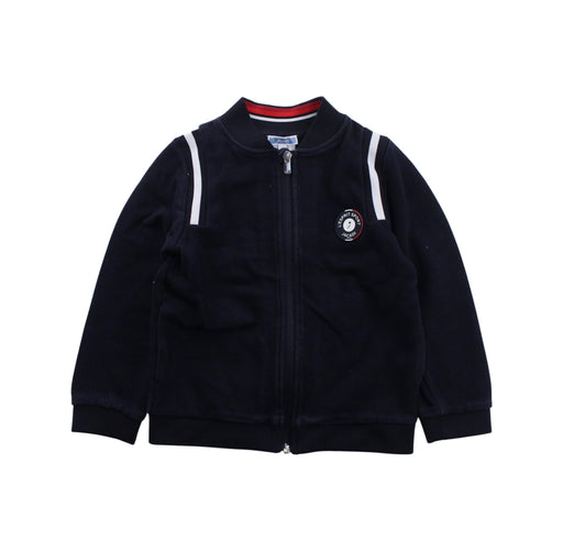 A Navy Zippered Sweatshirts from Jacadi in size 6T for boy. (Front View)