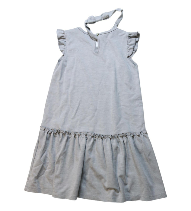 A Grey Sleeveless Dresses from Trudy & Teddy in size 5T for girl. (Back View)