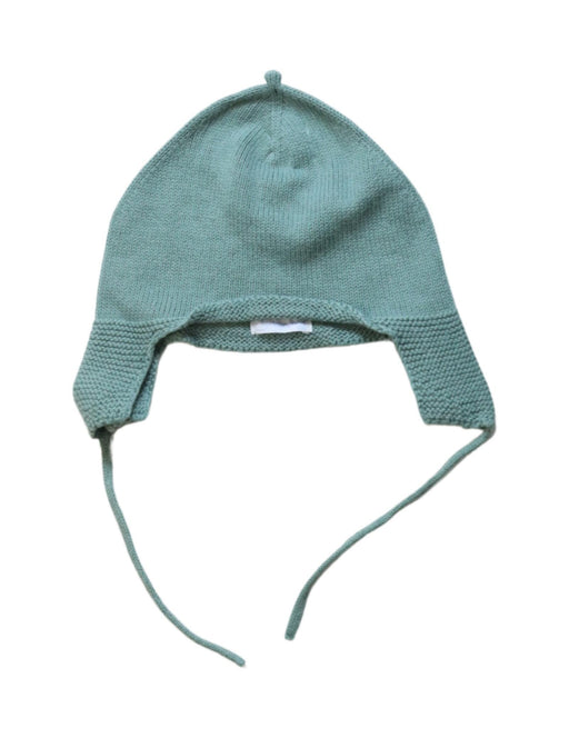 A Green Winter Hats from Laranjinha in size 6-12M for neutral. (Front View)