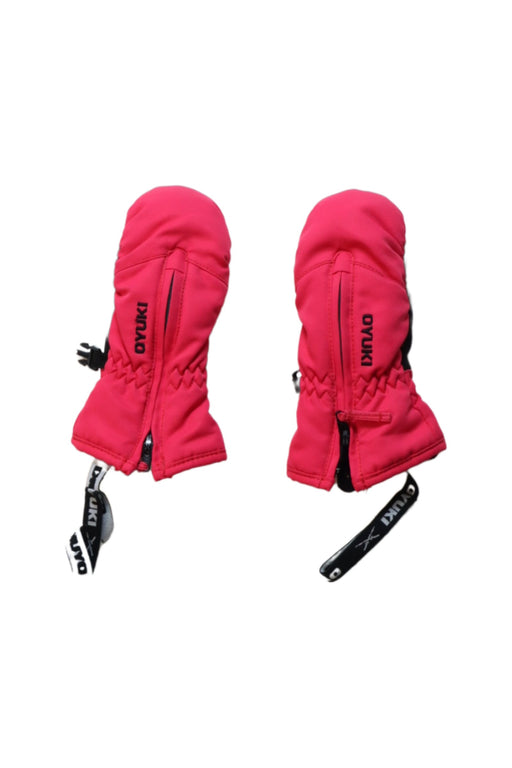 A Pink Ski Gloves from OYUKI in size 0-3M for girl. (Front View)