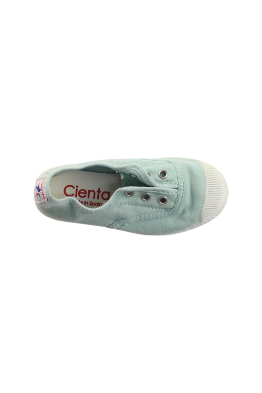 A Green Slip Ons from Cienta in size 3T for girl. (Front View)