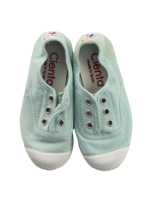 A Green Slip Ons from Cienta in size 3T for girl. (Back View)