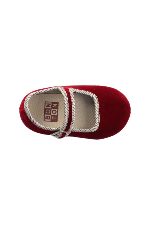 A Red Flats from Bonton in size 12-18M for girl. (Front View)