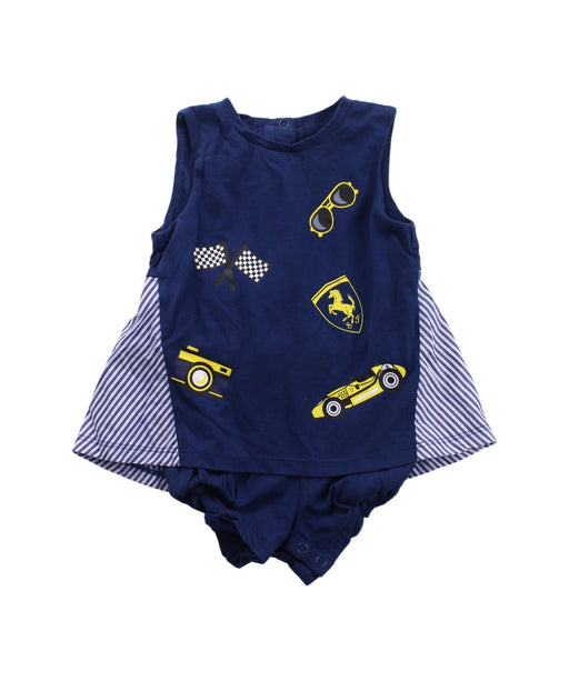 A Blue Sleeveless Bodysuits from Ferrari in size 0-3M for girl. (Front View)