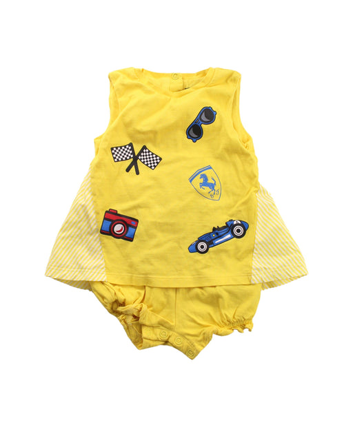 A Yellow Sleeveless Bodysuits from Ferrari in size 0-3M for girl. (Front View)