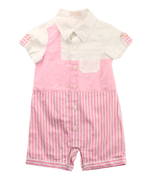 A Pink Short Sleeve Rompers from Nicholas & Bears in size 3-6M for girl. (Front View)