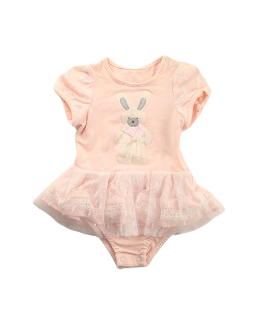 A Peach Short Sleeve Bodysuits from Nicholas & Bears in size 3-6M for girl. (Front View)
