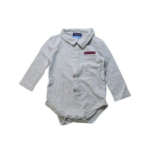 A Grey Long Sleeve Bodysuits from Andy & Evan in size 12-18M for boy. (Front View)