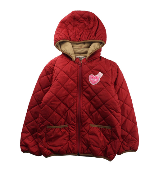 A Red Puffer/Quilted Jackets from Miki House in size 5T for girl. (Front View)